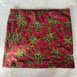 Women's Like an Angel Skirt 2X Red with Gold and Leopard Print